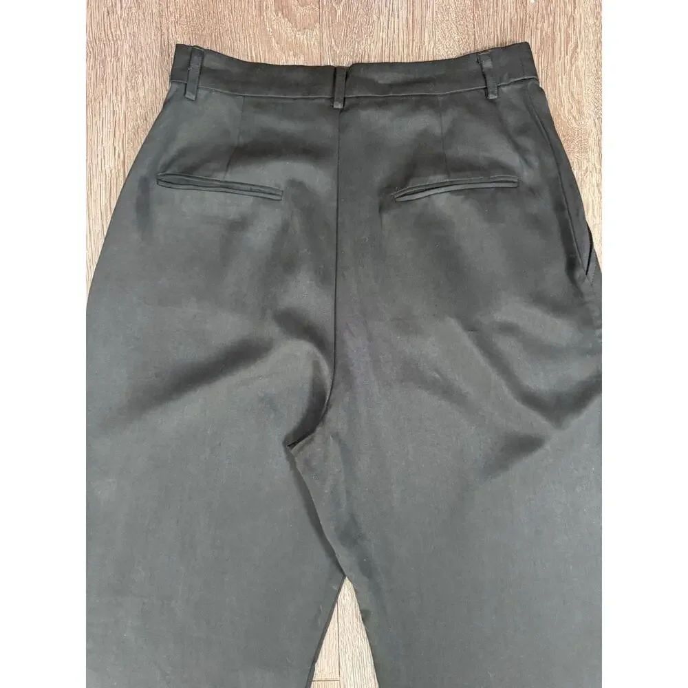 Reformation Black Pleated Relaxed Bottom Flare Pants -Sz 6~ Stylish~ - Picture 13 of 15